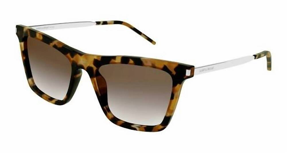 NEW SAINT LAURENT women's square style sunglasses in tortoise shell